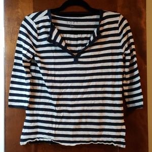 LOFT linen striped 3/4 shirt.